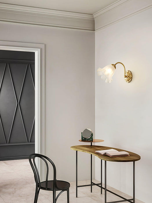 Brass Floral Glass Sconce-DWHOME