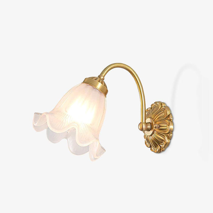 Brass Floral Glass Sconce-DWHOME