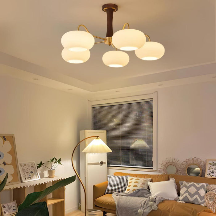 Brass Wooden Persimmon Chandelier-DWHOME