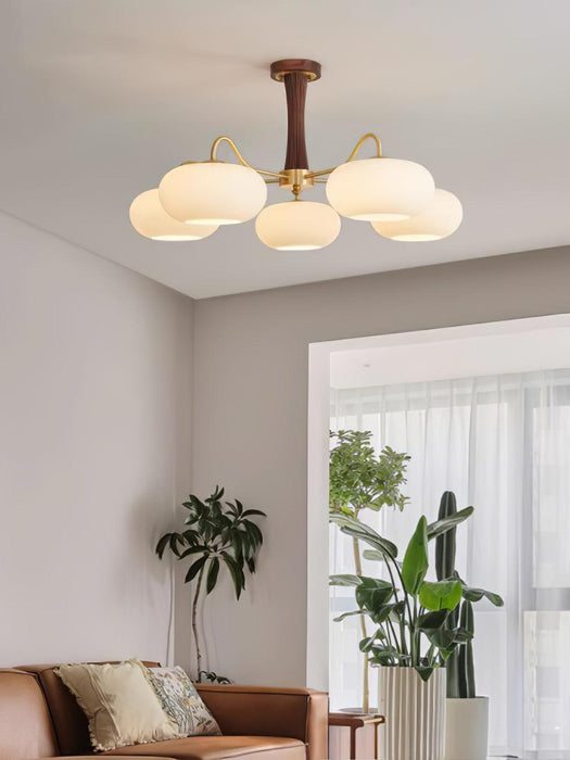 Brass Wooden Persimmon Chandelier-DWHOME