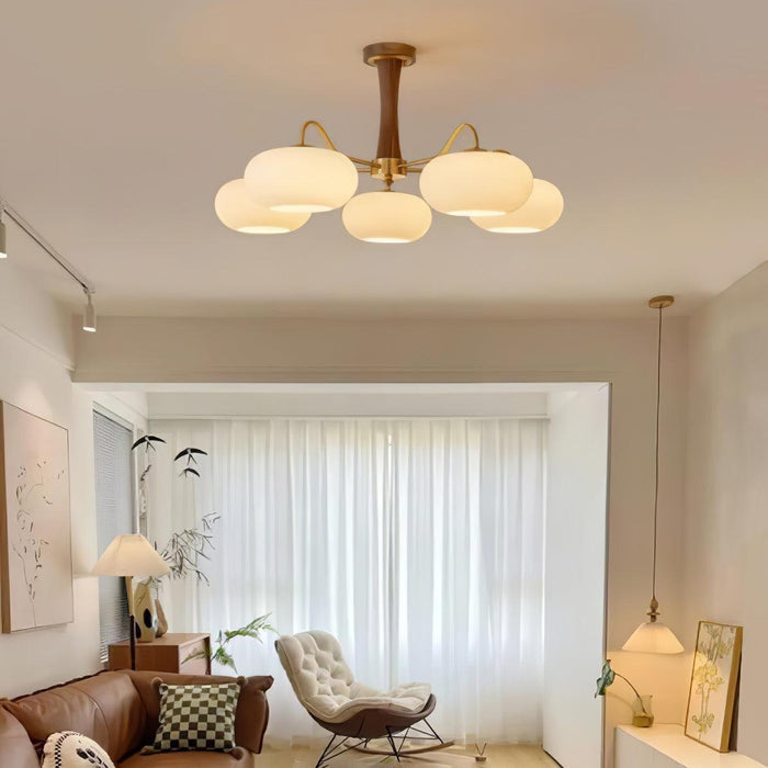 Brass Wooden Persimmon Chandelier-DWHOME
