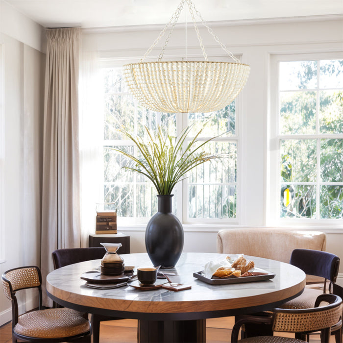 Lana Wood Beaded Chandelier-DWHOME