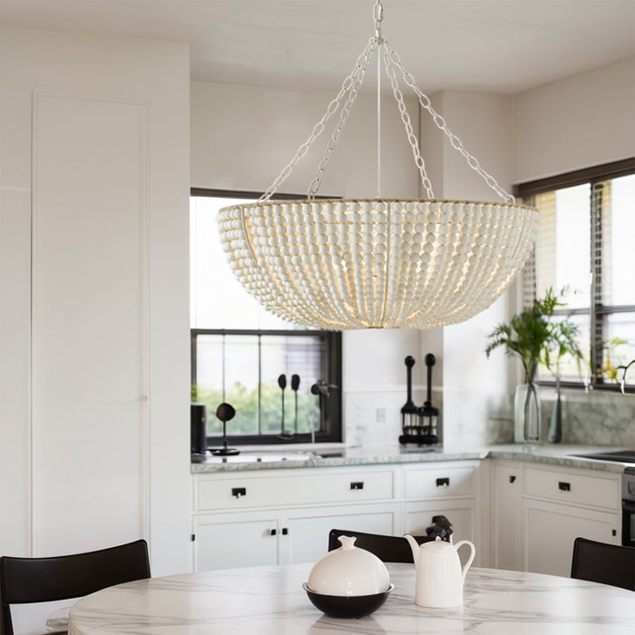 Lana Wood Beaded Chandelier-DWHOME