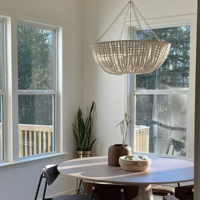 Lana Wood Beaded Chandelier-DWHOME