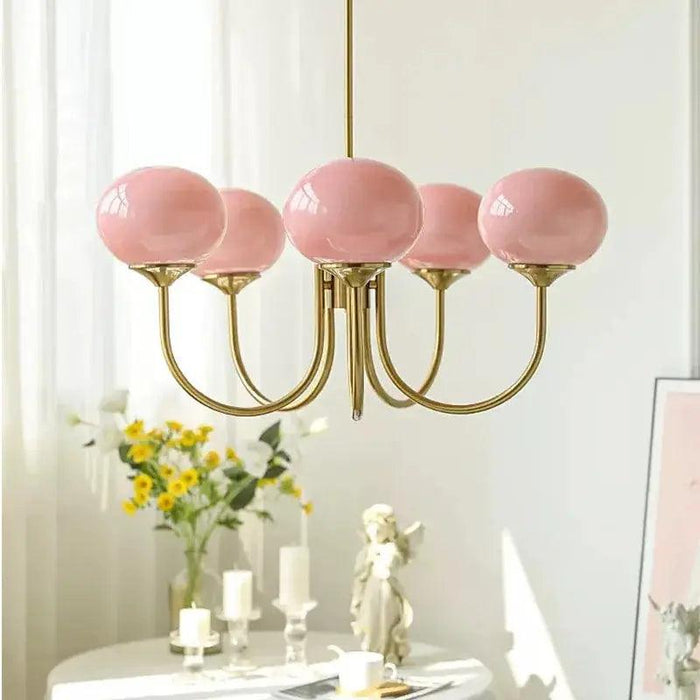 Bubble Pink Glass Marshmallow Chandelier - DWHOME