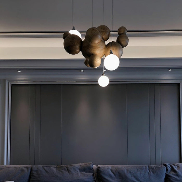 Bubble Wood Balls Chandelier - DWHOME