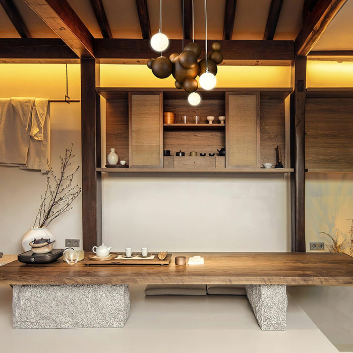 Bubble Wood Balls Chandelier - DWHOME
