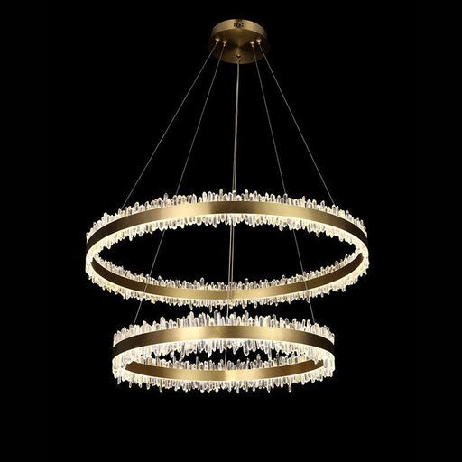 Double Round Rings Quartz Crystal Chandelier Hanging Modern Chandelier for Living Room-DWHOME