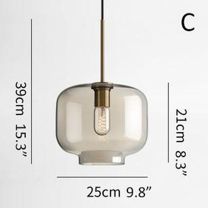 Millow Glass Shade Brass Fitting Pendant Light-DWHOME