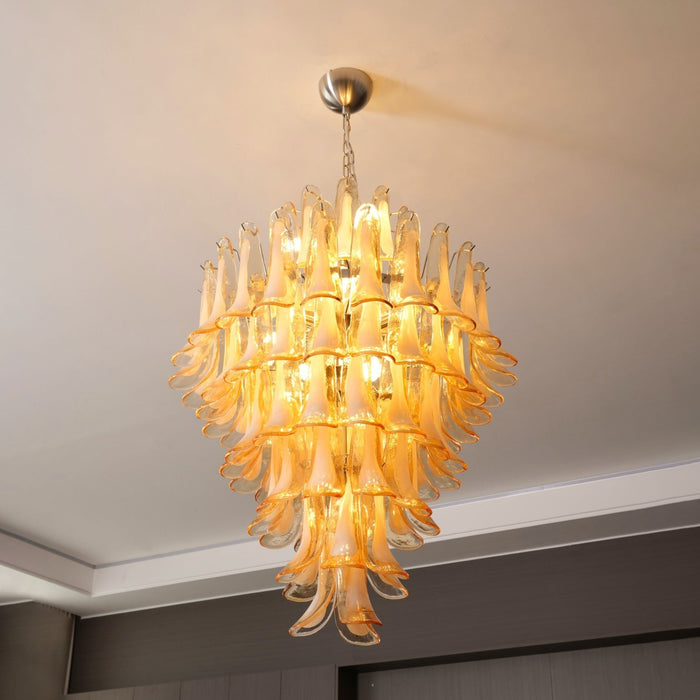 Yellow Murano Glass Petals Chandelier