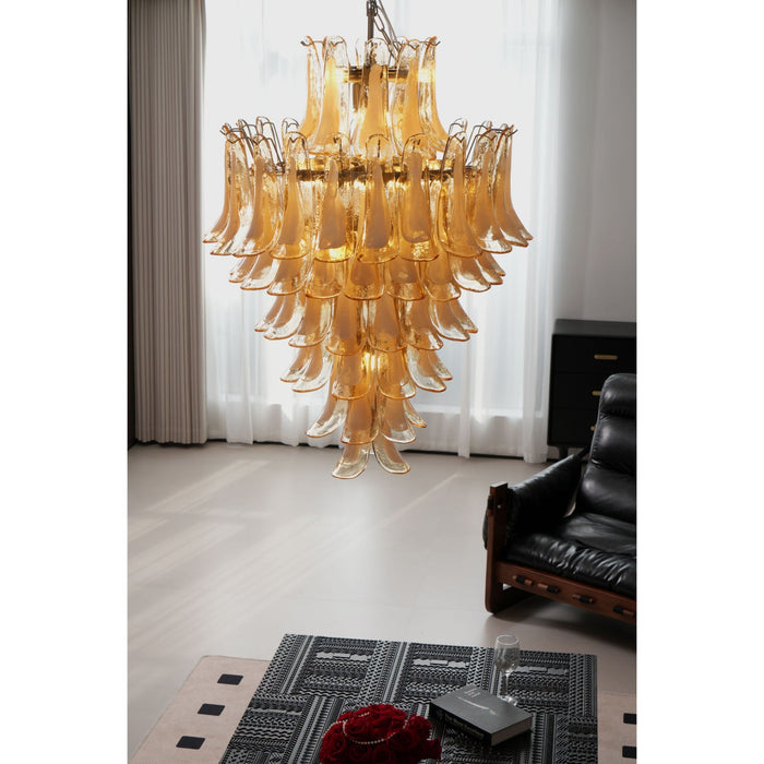Yellow Murano Glass Petals Chandelier