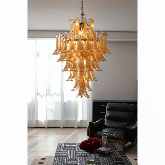 Yellow Murano Glass Petals Chandelier