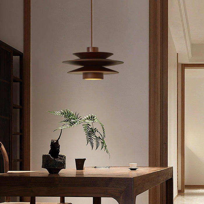 Cascade Wooden Disc Pendant Lamp-DWHOME