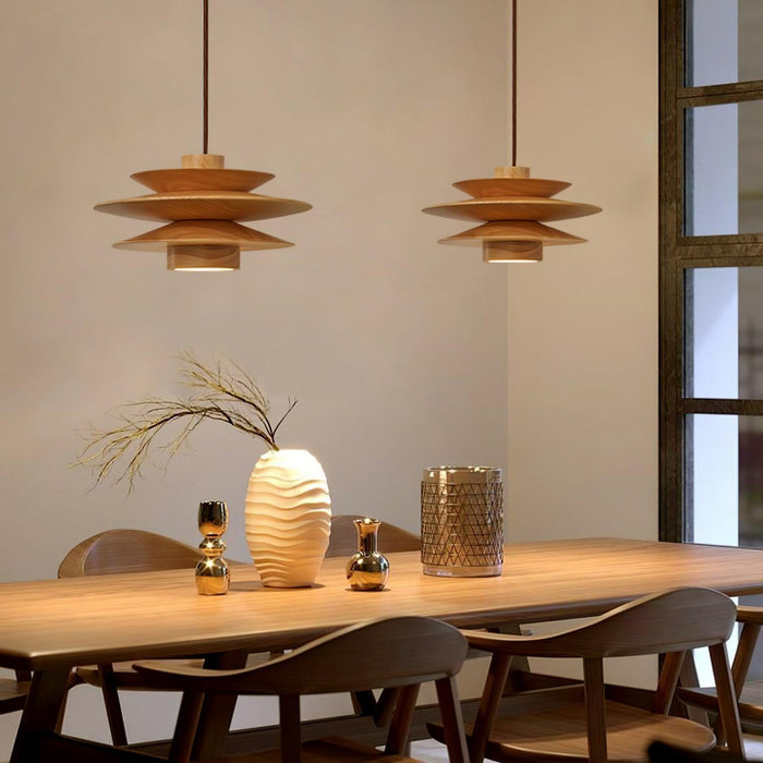 Cascade Wooden Disc Pendant Lamp-DWHOME