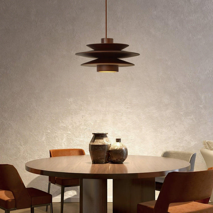 Cascade Wooden Disc Pendant Lamp-DWHOME