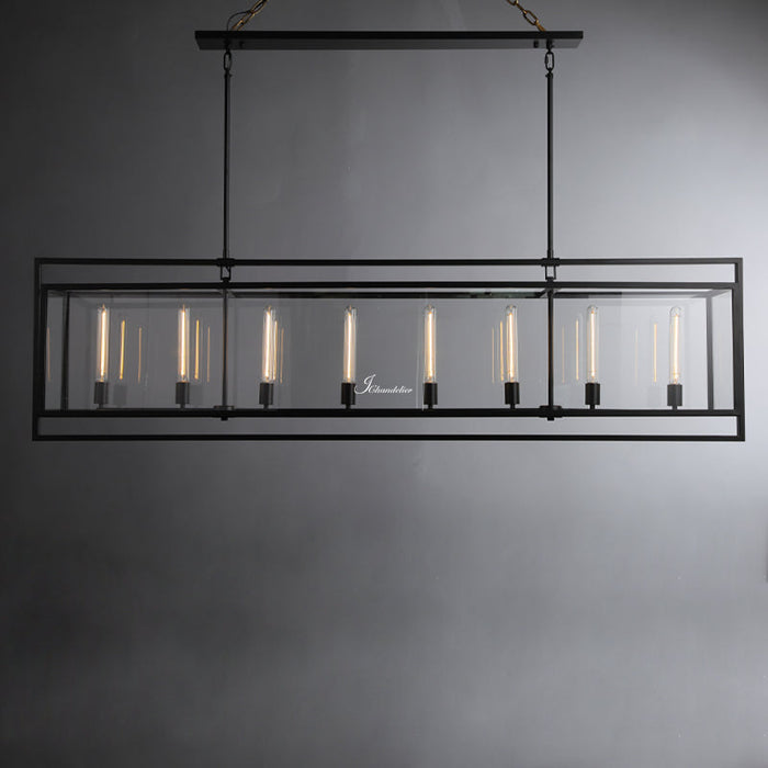 Baker Glass Lantern Rectangular Chandelier 72"-DWHOME