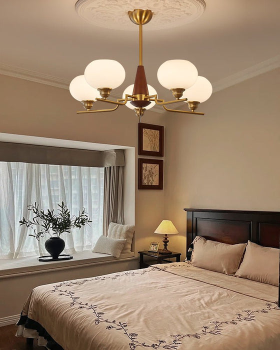 Celeste Sphere Walnut Chandelier-DWHOME