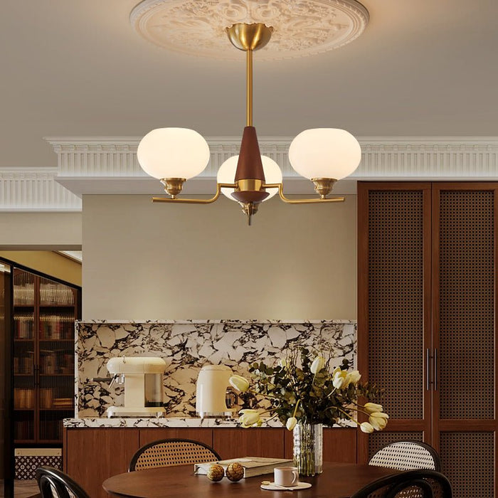 Celeste Sphere Walnut Chandelier-DWHOME