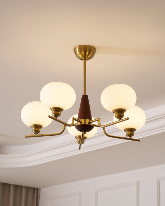 Celeste Sphere Walnut Chandelier-DWHOME