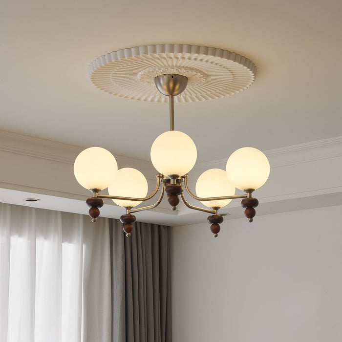 Celestial Sphere Walnut Chandelier-DWHOME