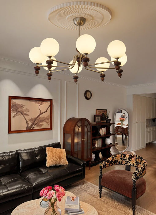 Celestial Sphere Walnut Chandelier-DWHOME