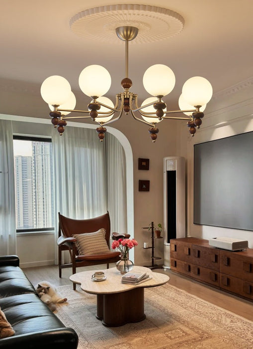 Celestial Sphere Walnut Chandelier-DWHOME