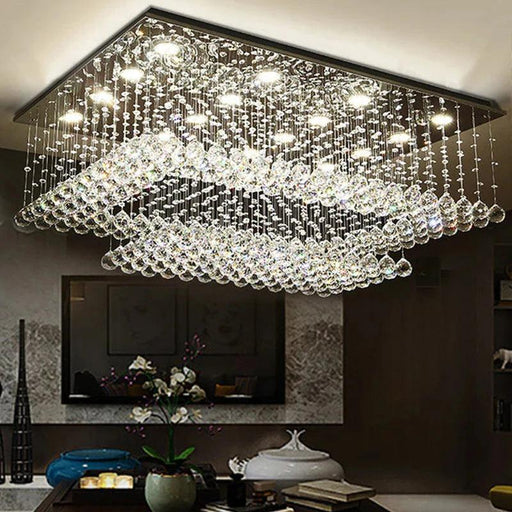 Cely Modern Raindrop Crystal Rectangle Chandelier-DWHOME