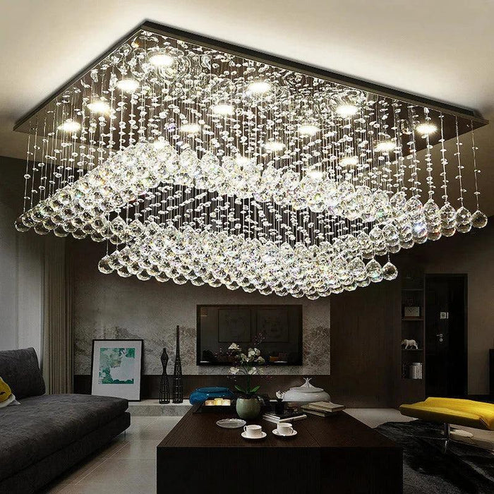 Cely Modern Raindrop Crystal Rectangle Chandelier - DWHOME
