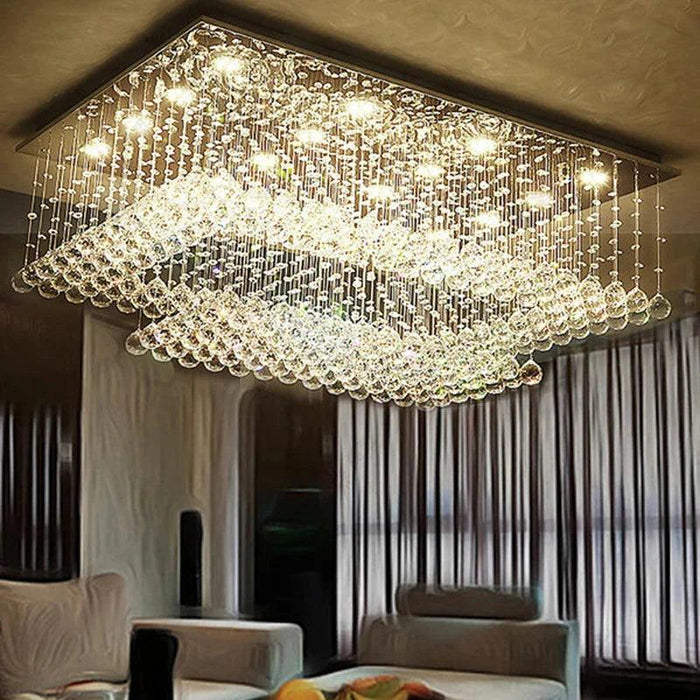 Cely Modern Raindrop Crystal Rectangle Chandelier - DWHOME