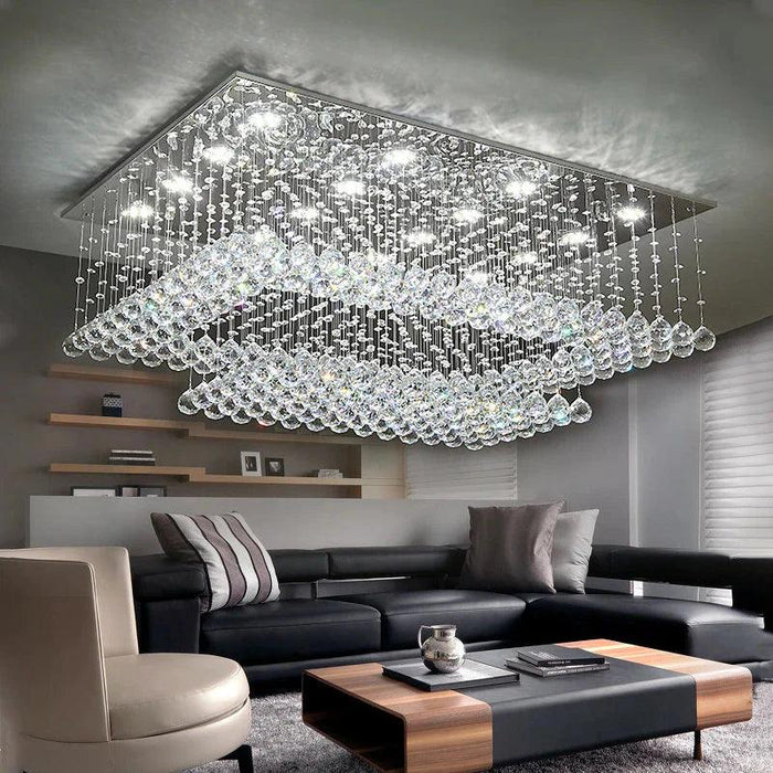 Cely Modern Raindrop Crystal Rectangle Chandelier - DWHOME