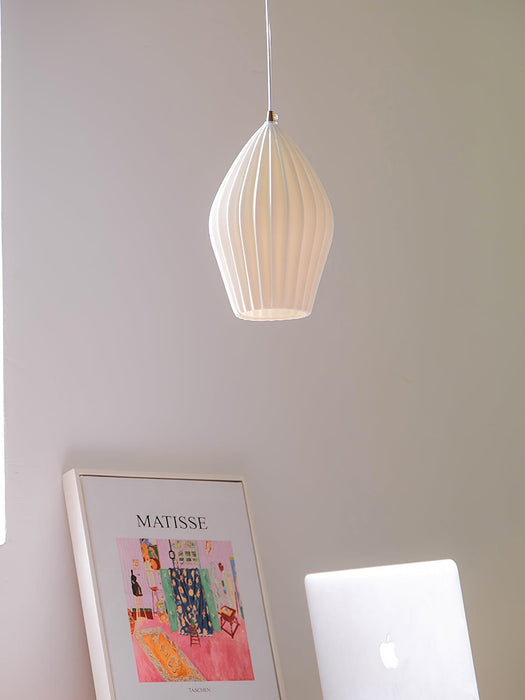 Ceramic Ribbed Pendant Light-DWHOME