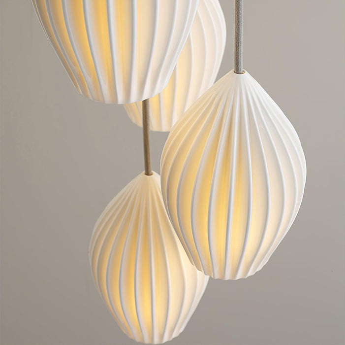 Ceramic Ribbed Pendant Light-DWHOME