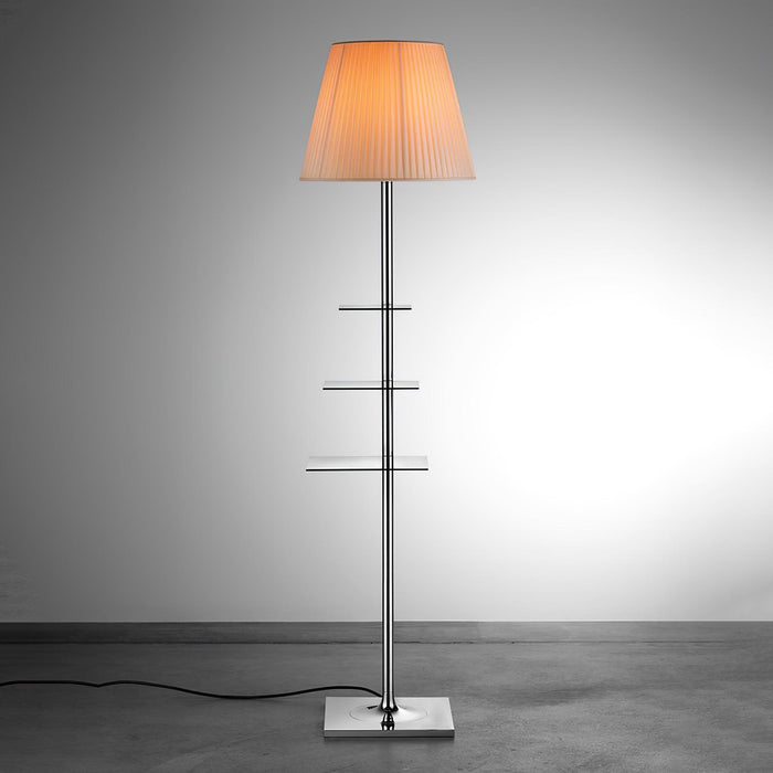 Chrome Prism Side Table Floor Lamp-DWHOME