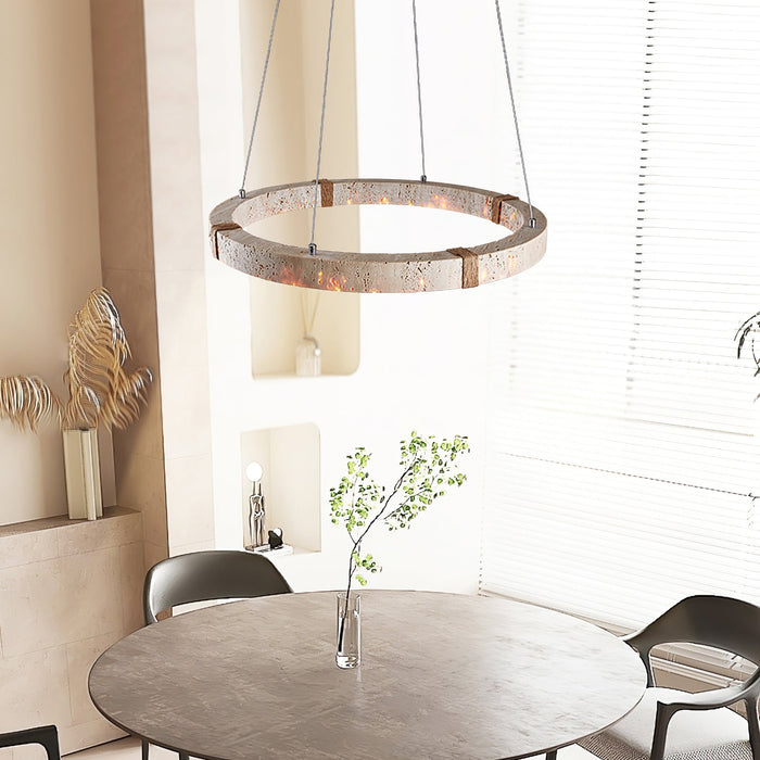 Circle Travertine Pendant Lamp-DWHOME