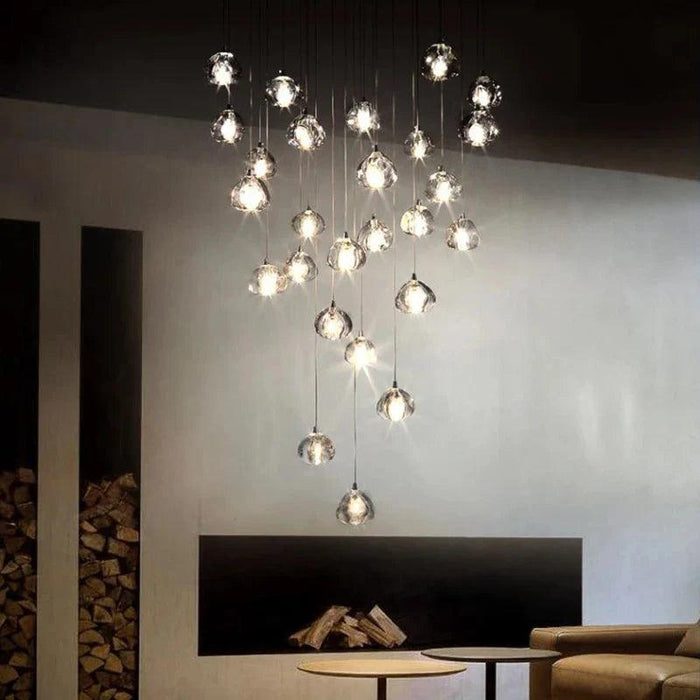 Clear Crystal Bubble Chandelier For High Ceiling Foyer-DWHOME