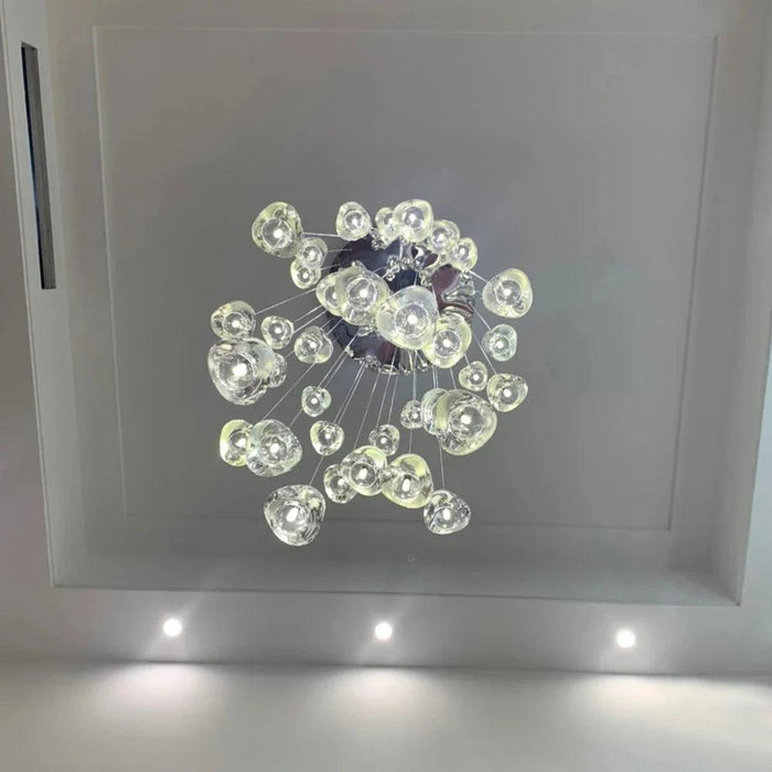 Clear Crystal Bubble Chandelier For High Ceiling Foyer-DWHOME