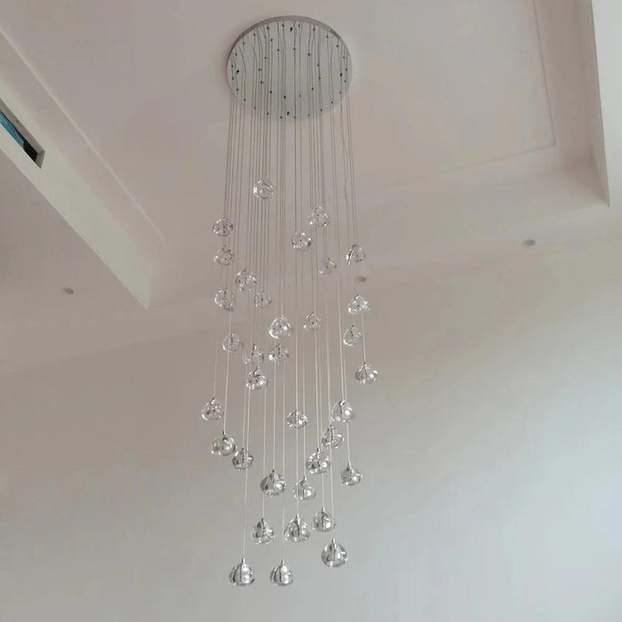 Clear Crystal Bubble Chandelier For High Ceiling Foyer-DWHOME
