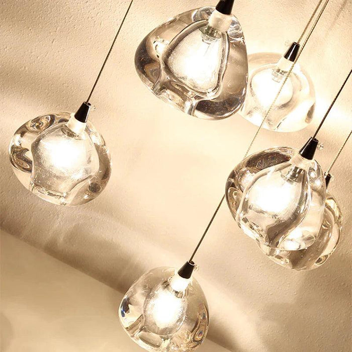 Clear Crystal Bubble Chandelier For High Ceiling Foyer-DWHOME