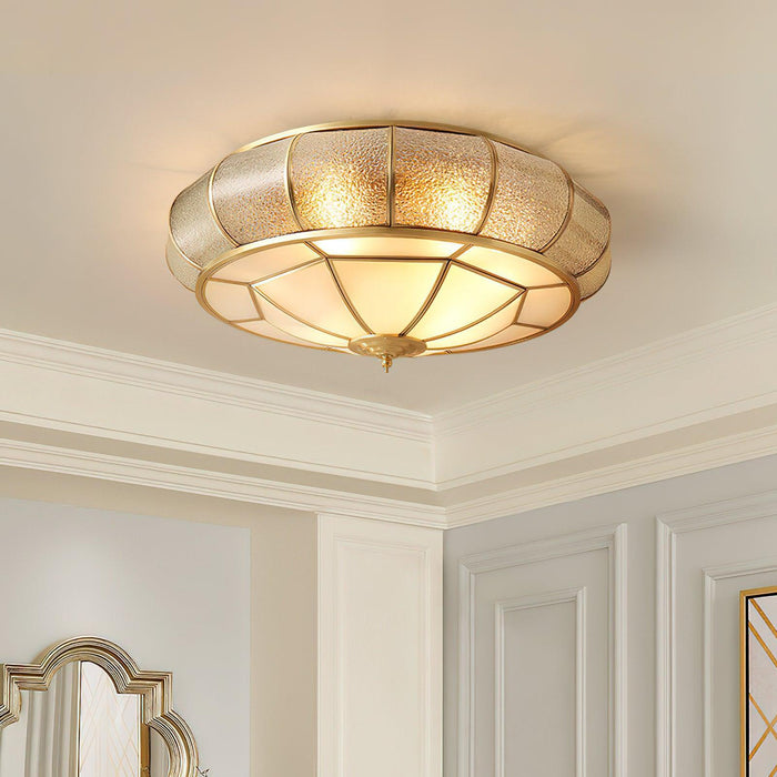 Colonial Glass Drum Ceiling Light-DWHOME