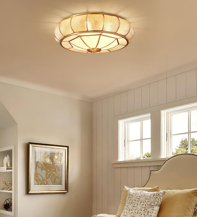 Colonial Glass Drum Ceiling Light-DWHOME