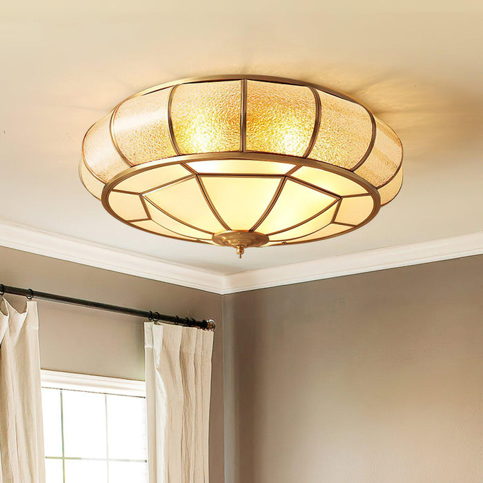 Colonial Glass Drum Ceiling Light-DWHOME