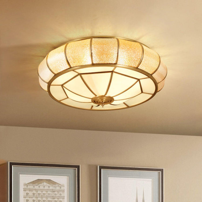 Colonial Glass Drum Ceiling Light-DWHOME