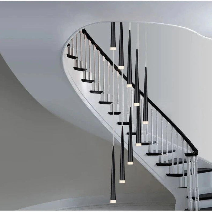 Contemporary Black LED Pendant Light for Stairwell - DWHOME