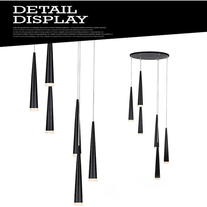 Contemporary Black LED Pendant Light for Stairwell - DWHOME