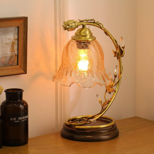 Cracked Glass Brass Table Lamp - DWHOME
