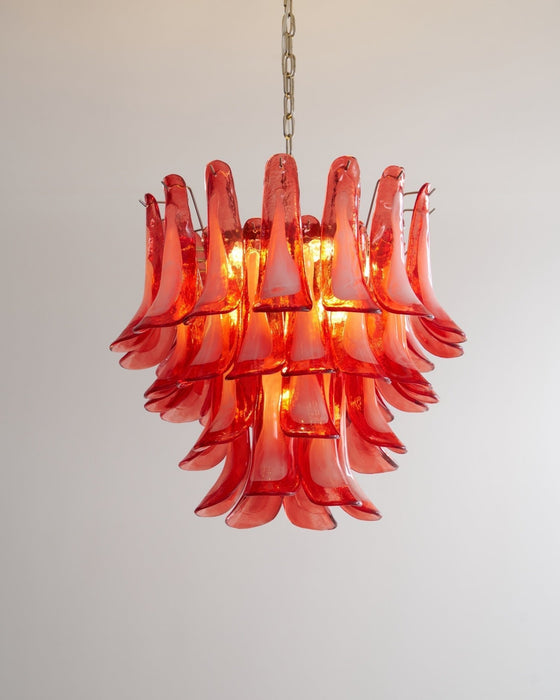 Crimson Glass Murano Petals Chandelier-DWHOME