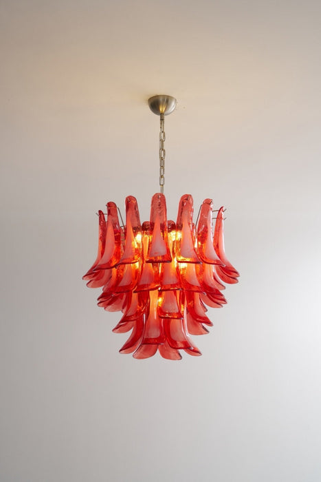 Crimson Glass Murano Petals Chandelier-DWHOME