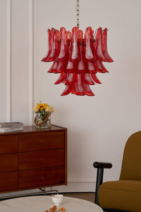 Crimson Glass Murano Petals Chandelier-DWHOME