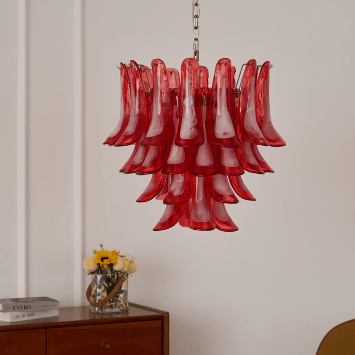 Crimson Glass Murano Petals Chandelier-DWHOME