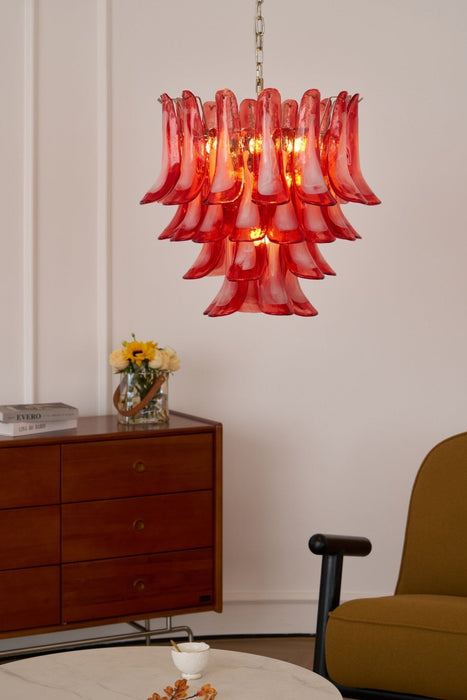 Crimson Glass Murano Petals Chandelier-DWHOME